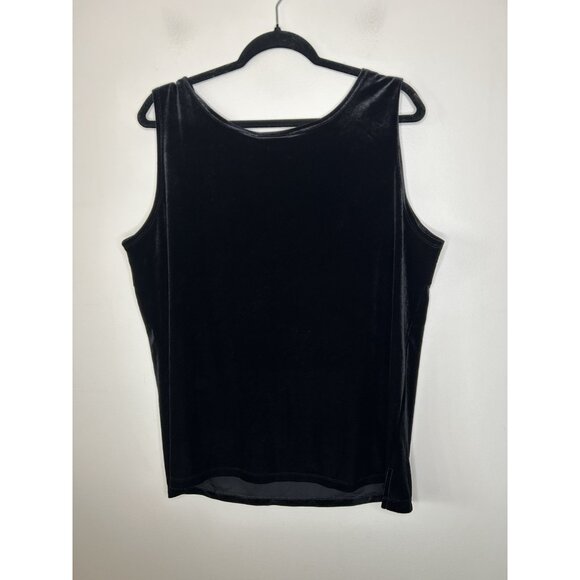Quacker Factory Black Velour Velvet Tank Top Size Women's Plus Size 1X New NWT - Picture 5 of 6